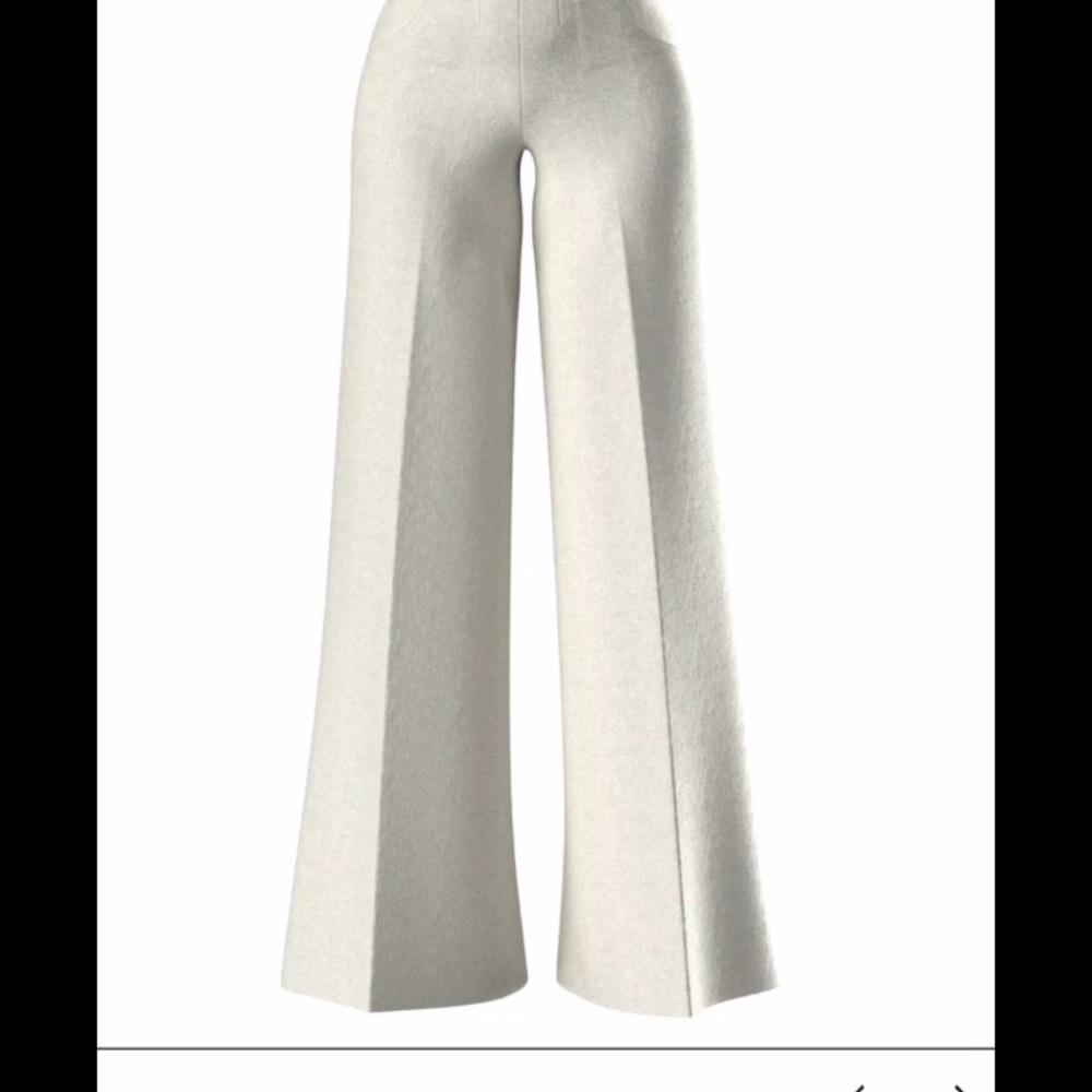 Elegant Cream Wide-Leg Women's Pants